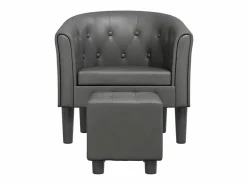 Sillón con taburete cuero sintético ES46698