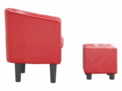 Hot Sillón con taburete cuero sintético Sillón Estilo Cabriolet