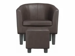 Clicnbuy Sillón con taburete cuero sintético marrón