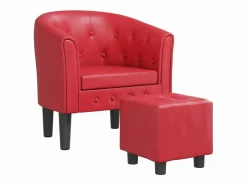 Outlet Clicnbuy Sillón con taburete cuero sintético Rojo