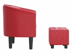Outlet Clicnbuy Sillón con taburete cuero sintético Rojo