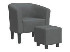 Hot Sillón con taburete tela oscuro Sillón Estilo Cabriolet