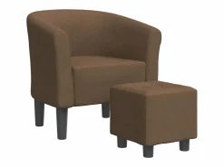 Best Sillón con taburete tela marrón Sillón Estilo Cabriolet