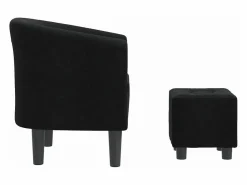 vidaxl Sillón con taburete tela negra