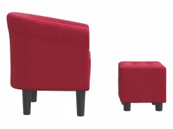 Clicnbuy Sillón con taburete tela tinto