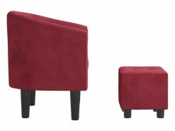 vidaxl Sillón con taburete terciopelo tinto