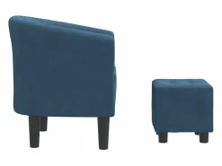 Clicnbuy Sillón con taburete terciopelo oscuro Azul