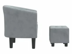 vidaxl Sillón con taburete terciopelo oscuro