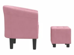 Outlet Sillón con taburete terciopelo Sillón Estilo Cabriolet