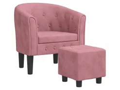 New Sillón con taburete terciopelo ES350159 Sillón Estilo Cabriolet