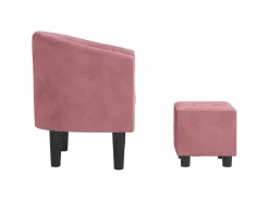 New Sillón con taburete terciopelo ES350159 Sillón Estilo Cabriolet