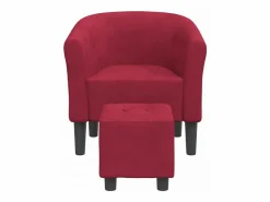 Outlet Clicnbuy Sillón con taburete terciopelo tinto Rojo