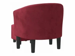 Outlet Sillón con taburete terciopelo tinto Sillón Estilo Cabriolet