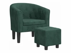 Clicnbuy Sillón con taburete terciopelo oscuro