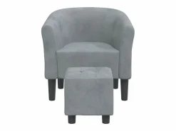 Clearance Sillón con taburete terciopelo oscuro Sillón Estilo Cabriolet