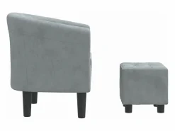Clearance Sillón con taburete terciopelo oscuro Sillón Estilo Cabriolet