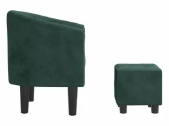 Clearance Sillón con taburete terciopelo oscuro Sillón Estilo Cabriolet