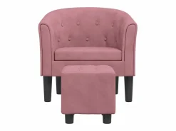 Outlet Clicnbuy Sillón con taburete terciopelo Rosa