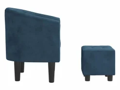 Online Clicnbuy Sillón con taburete terciopelo oscuro Azul