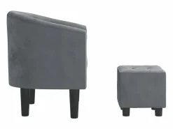 Online vidaxl Sillón con taburete terciopelo gris oscuro Gris antracita