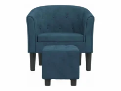 Hot vidaxl Sillón con taburete terciopelo oscuro Azul