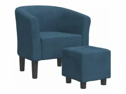 New Sillón con taburete terciopelo oscuro Sillón Estilo Cabriolet