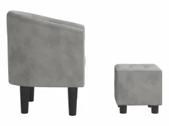 vidaxl Sillón con taburete terciopelo claro