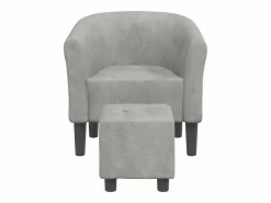 Clicnbuy Sillón con taburete terciopelo claro Gris