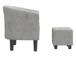 Best vidaxl Sillón con taburete terciopelo Gris claro