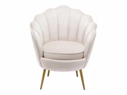 Sale Vente-unique Sillón concha de terciopelo color con patas de metal LALEA Beige