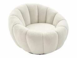 New Vente-unique Sillón concha giratorio en tela bouclé color COSSATO Blanco