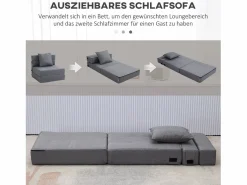 Best Sillón convertible 2 en 1 con función cama, espuma, oscuro (70x70x61cm) Gris