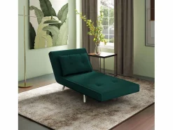 Sillón convertible 3 en 1 con cojín, tejido de terciopelo, patas de acero, oscuro (77x88x83cm)