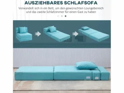 Discount Sillón convertible 2 en 1 con función cama, espuma, (70x70x61cm) Azul