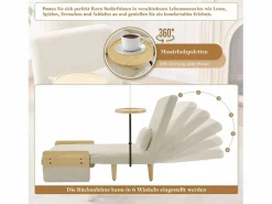 Outlet Sillón convertible 3 en 1 con función cama - Cojín y base de madera - Tejido de lino Sillón Cama