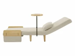 Outlet Sillón convertible 3 en 1 con función cama - Cojín y base de madera - Tejido de lino Sillón Cama