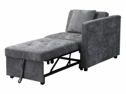 Hauss Spole Sillón convertible con LED, USB, Tipo C y soporte lumbar - Sofá cama multifuncional - Tela de lino gris