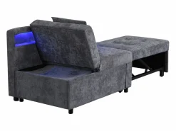 Hauss Spole Sillón convertible con LED, USB, Tipo C y soporte lumbar - Sofá cama multifuncional - Tela de lino gris