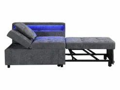 Hauss Spole Sillón convertible con LED, USB, Tipo C y soporte lumbar - Sofá cama multifuncional - Tela de lino gris