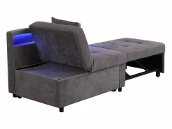 Hauss Spole Sillón convertible con LED, USB, Tipo C y soporte lumbar - Sofá cama multifuncional - Tela de lino oscuro