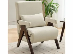 Discount DripeX Sillón convertible de lino - con almohada - respaldo ajustable en 6 niveles - superficie para acostarse 184x56 cm Beige