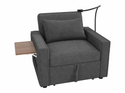 Clearance Sillón convertible en pana - Sofá individual con mesa auxiliar y puertos USB/Tipo C Sillón Cama