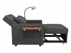 Clearance Sillón convertible en pana - Sofá individual con mesa auxiliar y puertos USB/Tipo C Sillón Cama