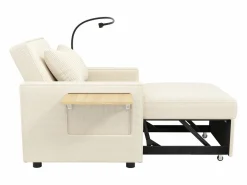 Hauss Spole Sillón convertible en pana - Sofá individual con mesa auxiliar y puertos USB/Tipo C