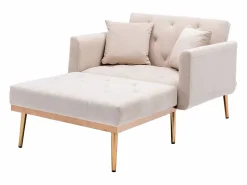 Hauss Spole Sillón convertible en terciopelo con respaldo regulable en 3 posiciones 165x90x77cm Beige