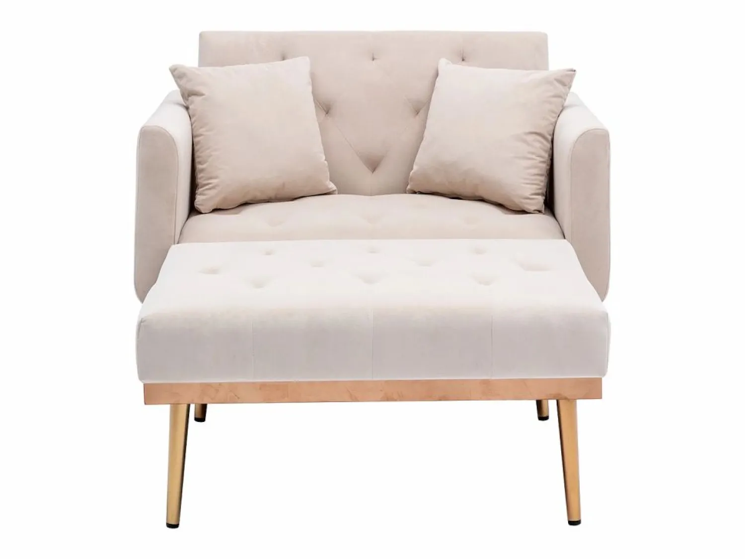 Hauss Spole Sillón convertible en terciopelo con respaldo regulable en 3 posiciones 165x90x77cm Beige