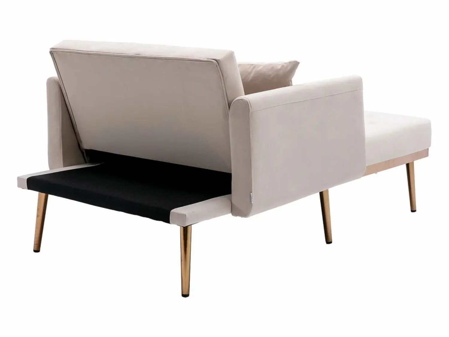 Hauss Spole Sillón convertible en terciopelo con respaldo regulable en 3 posiciones 165x90x77cm Beige