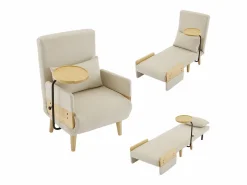 Clearance Sillón convertible tres en uno con función de cama, equipado con una bandeja de madera, Sillón Cama
