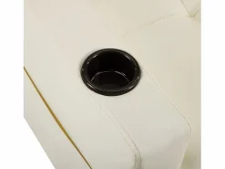 Clearance OKWISH Sillón de 1 plaza en cuero sintético con puerto USB y portavasos - Convertible en cama o chaise longue Blanco