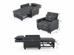 Sale Sillón de 1 plaza en cuero sintético con puerto USB y portavasos - Convertible en cama o chaise longue Sillón Cama